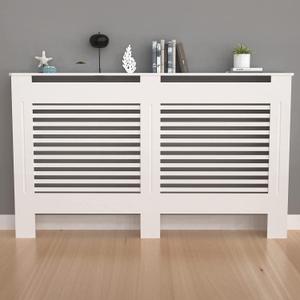 High Radiator Cover Wood Cabinet: 36 Inch Height White Large Heater Covers Horizontal Slat Modern Tall Radiators Shelf Thicken MDF Wooden Bedroom Hallway Home Furniture for Living Room