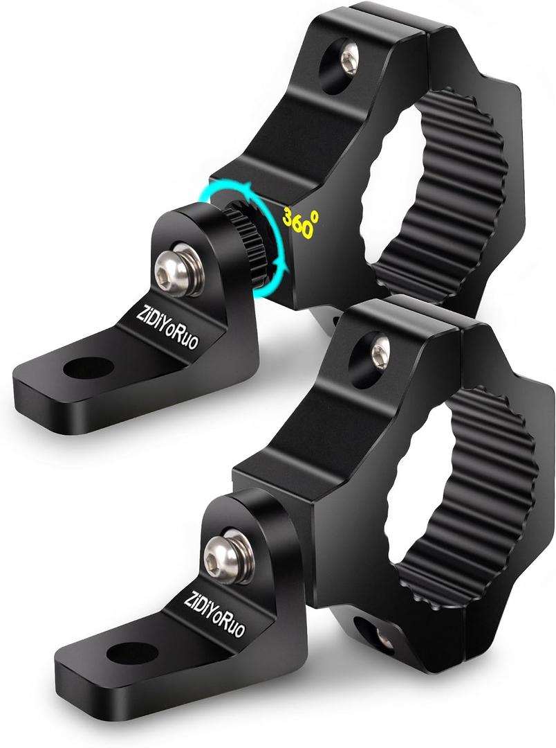 ZIDIYORUO Light Bar Mounts - 360° Rotation Mounts for Roll Bars, Mounting Fog/Driving/Work LED Lights on UTV, Jeep, Truck(1.75"-2" Bars) - for Off-Road Adventure & Farm/Ranch Night Work (2pcs)