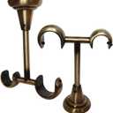 2 Pack Diameter 0.75 in/1 in (19mm/25mm) Double Curtain Rod Bracket - Modern Ceiling Mount Double (Antique Bronze)