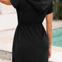 Yonique Terry Cloth Cover Ups - Hooded Cotton Swim Sun Cover-up with Zipper Pockets Beach Swimsuits (Black, M)