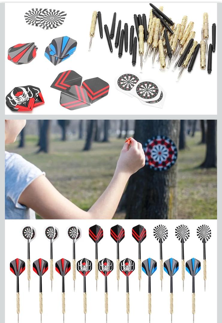 Pissente Steel Tip Darts Set, 18 Pcs Professional Steel Tip Darts Flight Steel Tip Set Indoor Fitness for Beginners Bars Homes Offices Game Rooms Entertainment Professional Practice