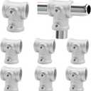 8 PCS 1/2'' 3-Way Pipe Fitting Connector, Aluminum Alloy T-Shape DN15 Tube Industrial Connector Accessory for DIY Building Chairs, Shelving, Vintage Pipe Furniture