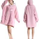 Wearable Blanket Hoodie for Women - Oversized Hooded Blanket for Adults Fluffy Plush Blanket Sweatshirt Warm Cozy Christmas Birthday Gifts for Mom Pink