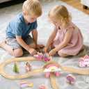 Lehoo Castle Wooden Train Set - Unicorn Train Set for Toddlers 2-4, Wooden Train Track Toddler Girl Toys, Pink Train Fantasy Toys for 3 4 5 6 7 Year Old Girl