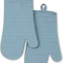 KITCHENAID Ribbed Soft Silicone Oven Mitt 2-Pack Set, 7.5"x13", Fog Blue