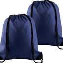 PLULON 2Pcs Drawstring Bags Bulk Navy Blue Drawstring Backpack String Backpack Cinch Sack Sport Gym Backpack Bags for Yoga Traveling Outdoor Sports