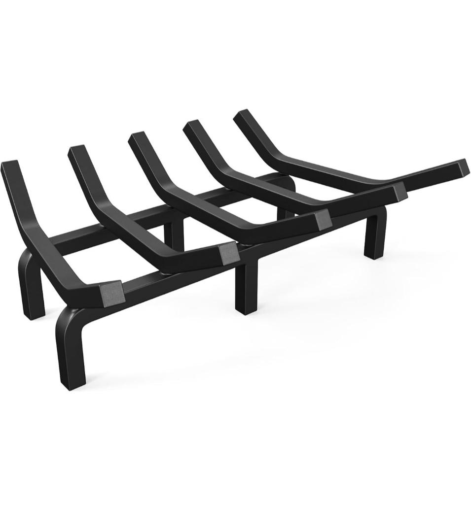 Mr IRONSTONE Fireplace Grate Fireplace Log Holder Solid Steel Heavy Duty Firewood Log Burning Rack Fire Grates for Outdoor Kindling Tools Pit Indoor Wrought Iron Wood Stove 17 inch