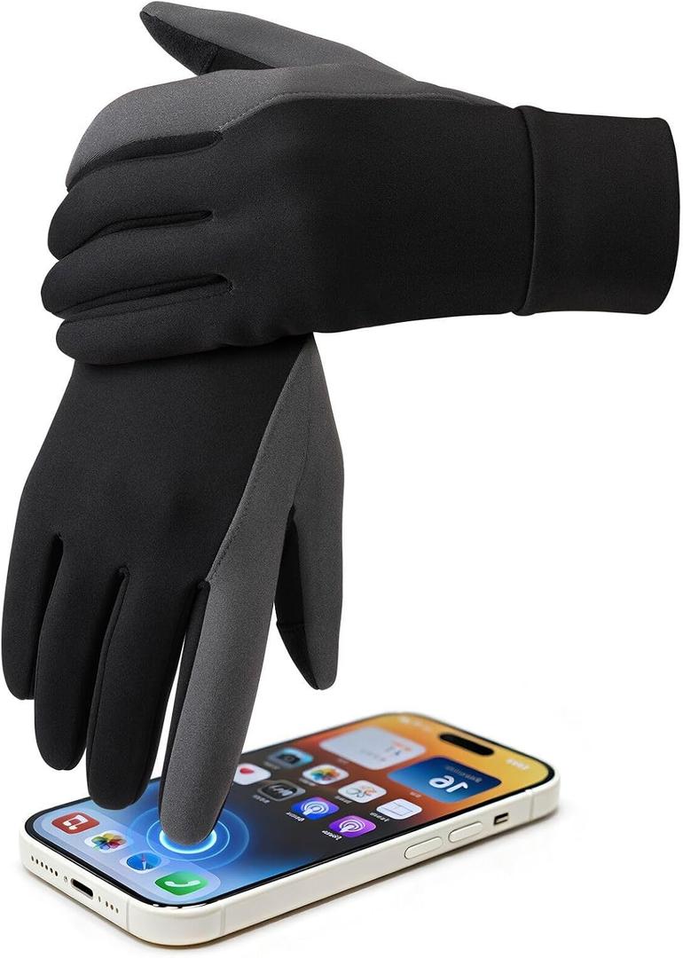 OZERO Winter Gloves for Women - Touchscreen Anti-Slip Palm Windproof Thermal Cycling Glove for Texting Hiking Driving Running, Medium (Black, M)