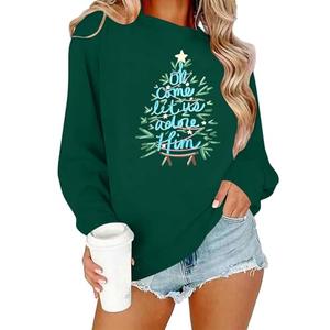 Merry Christmas Sweatshirt For Women Round Neck Ugly Sweater Holiday Party Xmas Graphic Tree Casual Fashion Pullover Ugly Christmas Sweater Women Funny (Green+M)