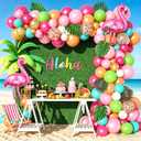136Pcs Tropical Balloon Arch Garland Kit, Flamingo Luau Balloons of Hot Pink Rose Gold Fruit Green Blue & Palm Leaves for Tropical Party Decorations Hawaiian Aloha Birthday Wedding Decor