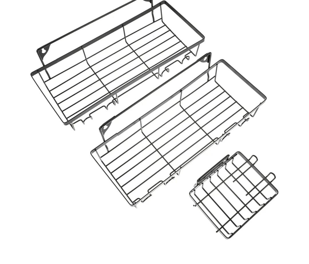 3pcs Bathroom Shelf Floating Shower Shelves Versatile Shampoo Stand Household Storage Bracket Home Supply Bathroom Shampoo Stand Wall-mounted Storage Bracket Soap Dish