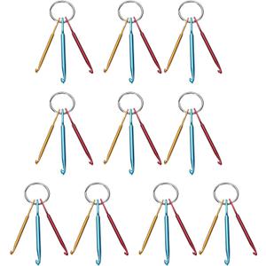 uxcell 10 Set Aluminum Keychain Crochet Hook Mini Mixed Small Crochet Yarn Needles Multi-Colour Weaving Tool for Beginners Adults