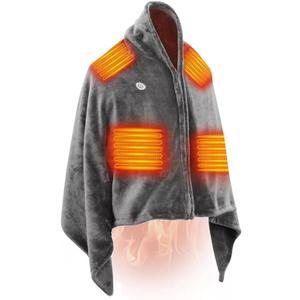 USB Heated Blanket Throw with 9 Heating ZoneWearable Shawl Electric Heating Blanket for Indoor & Outdoor Coral Fleece Plush Pad