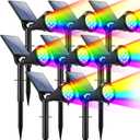 WELALO Solar Spot Lights Outdoor Color Changing, 7 Modes Solar Lights Outdoor Waterproof 180 Adjustable Multicolor RGB Landscape Spotlights Outside Auto On/Off for Yard Garden Wall Pathway - 8 Pack