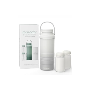 Momcozy 22oz Portable Breast Milk Cooler for Outdoor, Life Saver with 360 Total Cooling for 24 Hours, Larger Capacity Travel Breastmilk Chiller with 2pcs Baby Bottles for Breastmilk Storage, Blue