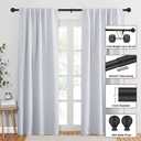 Matte Black Curtain Rods 28 to 86 Inch, Decorative Curtain Rods with Round Finials, Heavy Duty 1-Inch Telescoping Drapery Rods, Splicing Decorative Curtain Rods Matte Black