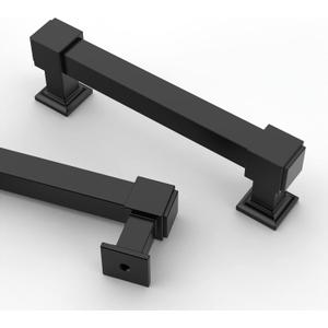Asidrama 10 Pack 4 Inch(102mm) Matte Black Cabinet Pulls Cabinet Handles Cupboard Handles Kitchen Cabinet Hardware for Cupboard Drawer Handles Dresser Pulls (4" Hole Center)