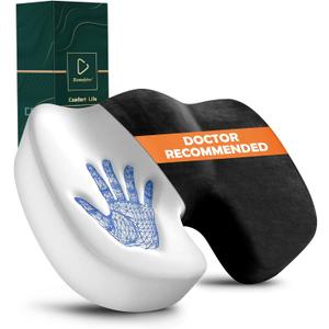 Seat Cushion for Office Chair Memory Foam Coccyx Pain Relief Cushion Pillow for Back Support Non-Slip Seat Pad for Office Desk (Black)