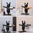 Bulldog Key Holder Bowl Statue, Mens Bedroom Essentials for Cool Decor,Modern Home Decor for Cute Frenchie,Accessories Bulldog Gifts,Candy Dish, For Table Decor and Office Small Object Tray (Black)