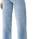 Women's High Waisted Straight Wide Leg Jeans Casual Loose Baggy Y2k Boyfriend Stretchy Denim Pants, Small US 4