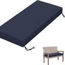 Outdoor Bench Cushion 42 X 18 X 3.5 Inch Thick Waterproof Patio Furniture Cushions, Patio Porch Swing Replacement Seat Pad with Tie Straps and Anti-Slip, for Backyard Garden, Navy Blue