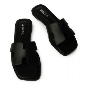 Soda KNIT FLAT SANDAL Women – Black (Black, Size 10)