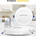 Ensenior 6 Pack 8 Inch LED Recessed Light, Dimmable, 2700K-5000K 5CCT, 1600LM High Brightness, 18W 120V, Damp Rated, Ultra-Thin Canless Wafer Light - ETL & FCC & IC