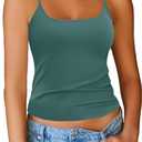 Totatuit Women Tank Top with Adjustable Spaghetti Straps Slim Fitted Scoop Neck Camisole Tops Cute Summer Cropped Cami Top (Green, XS)