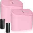 Accmor Car Trash Can with Lid, 2 Pack Pink Mini Vehicle Trash Bin Dustbin Garbage Organizer Holder with Trash Bag, Small Hanging Leakproof Auto Storage Bag Container for Car SUV Home Office