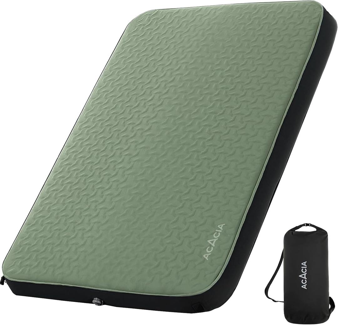 Acacia 4" Thick Self Inflating Sleeping Pad with Foam, Innovative Y-Shaped Telescopic Structure, Ultraportable Camping Air Mattress with Pump Sack, Easy Roll Up Sleep Bed for Travel Tent Car, Full