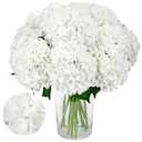 Auihiay 8PCS White Hydrangea Artificial Flowers for Outdoors and Indoor, Silk Faux Hydrangea Flowers, Realistic Large Floral Stems for Vase, Wedding Table Centerpieces, Home Decor, Living Room