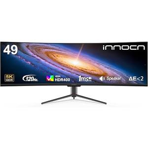 INNOCN 49" Curved Monitor Ultrawide Gaming 5K2K 120Hz 32:9 R1800-49C1R | 5120 x 1440P, 99% sRGB, HDR400, USB C, DisplayPort, HDMI, Built-in Speakers, Height/Tilt Adjustable
