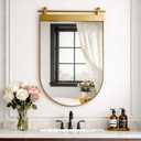 Gold Arch Bathroom Mirror 36" x 24" Brushed Gold Metal Frame Barn Door Mirrors Farmhouse Bathroom Vanity Mirror for Over Sink, Entryway, Dining Room Wall Decor