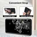 Case for Samsung Galaxy S20 Ultra 6.9 inch 2020 Released, Silicone Case with Strap for Women Girls Cute Floral Flowers Adjustable Wristband Kicktand Cover for S20 Ultra, Black Flower