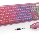 Wireless Keyboard and Mouse Combo, RGB Backlit, Rechargeable & Light Up Letters, Full-Size, Soft Typing, Sleep Mode, 2.4GHz Quiet Keyboard Set for Mac, Windows, Laptop, PC, Trueque (Wine Red)