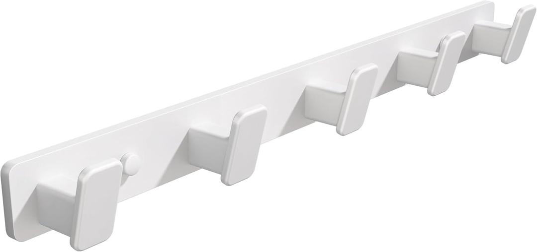 White Coat Rack Wall Hooks for Hanging Heavy Duty Door Hooks with 5 Hooks Key Holder for Wall Hat Rack for Entrance Coat Hook