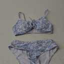 COZYEASE Girls' 2 Piece Ditsy Floral Print Knot Front Ruched Triangle Bikini Swimsuit 8Y
