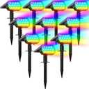 WELALO Solar Color Changing Spot Lights Outdoor, Waterproof Solar Halloween Lights, 7 Modes Multicolor RGB Landscape Spotlight for Garden Yard Driveway Lawn Patio Pathway Christmas Decorations 9 Pack