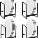 4 Pcs Plate Holders Organizer, Metal Drying Rack, Metal Dish Storage Dying Display Rack, Upright Dish Racks for Cabinet, Counter and Cupboard, Black