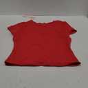 QINSEN Women's Crew Neck Short Sleeve Tees Double Lined Slim Fit T Shirt Basic Y2K Tops (XX-Large, Fiery Red)