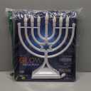 LED Electric Blue Hanukkah Menorah with Special Effects - Battery/USB Powered, Star of David, 4 Lighting/Blinking Modes, Large LED Bulbs, Chanukah Traditional Electric Menorahs - White