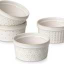 MALACASA Ramekins 6 Oz Oven Safe, Ceramic Creme Brulee Souffle Dishes, Pudding Custard Cups Ramekin For Baking, Small Dipping Sauce Bowls, Set of 4, Microwave and Dishwasher Safe, Arctic White