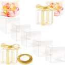 GTYOPR 36PCS 2x2x2 Inches Clear Favor Boxes, Small Plastic Party Favors Gift Box with Ribbons, Individual Candy Boxes Macaron Treat Cake Dessert