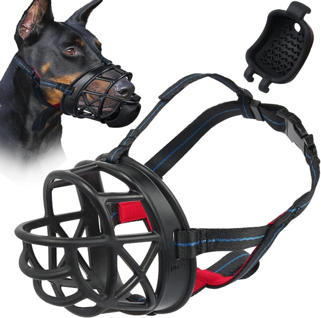 BARKLESS Dog Muzzle, Basket Muzzle with Slow Feeder for Positively Leading, Anti Biting Chewing Licking and Scavenging, Suitable for Small Medium Large Dogs for Grooming and Nail Trimming  (PVC, Husky & Doberman)