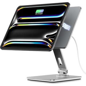 Magnetic Charging Stand for iPad Pro 11" / iPad Air 11" M2 M3, Foldable Aluminum Alloy Tablet Holder with Magnetic Charging Compatible with IPad Pro 11" 1st/2nd/3rd/4th Gen & i Pad Air 11" 4th/5th Gen