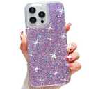 Esakycn for iPhone 16 Pro Case Glitter, Shiny Bling Sparkly Design Phone Cover for Women Girls Cute Soft TPU Slim Shockproof Protective Phone Case for iPhone 16 Pro 6.3", Purple