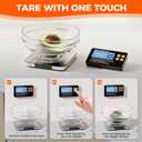 Rechargeable Split Digital Kitchen Food Scale - TRUDIN Weight Scale for Bread Making & Coffee Brewing, Max.22lb/10kg,1g/0.05oz Accuracy,5 Units with Large Backlit LCD,Wall-Mount (Light Silver)