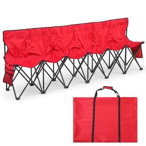 Kigley 6 Seats Folding Soccer Bench Chair Portable Team Sports Sideline Bench for Football Camp Travel Events Outdoor Seating with Storage Bag(Red)