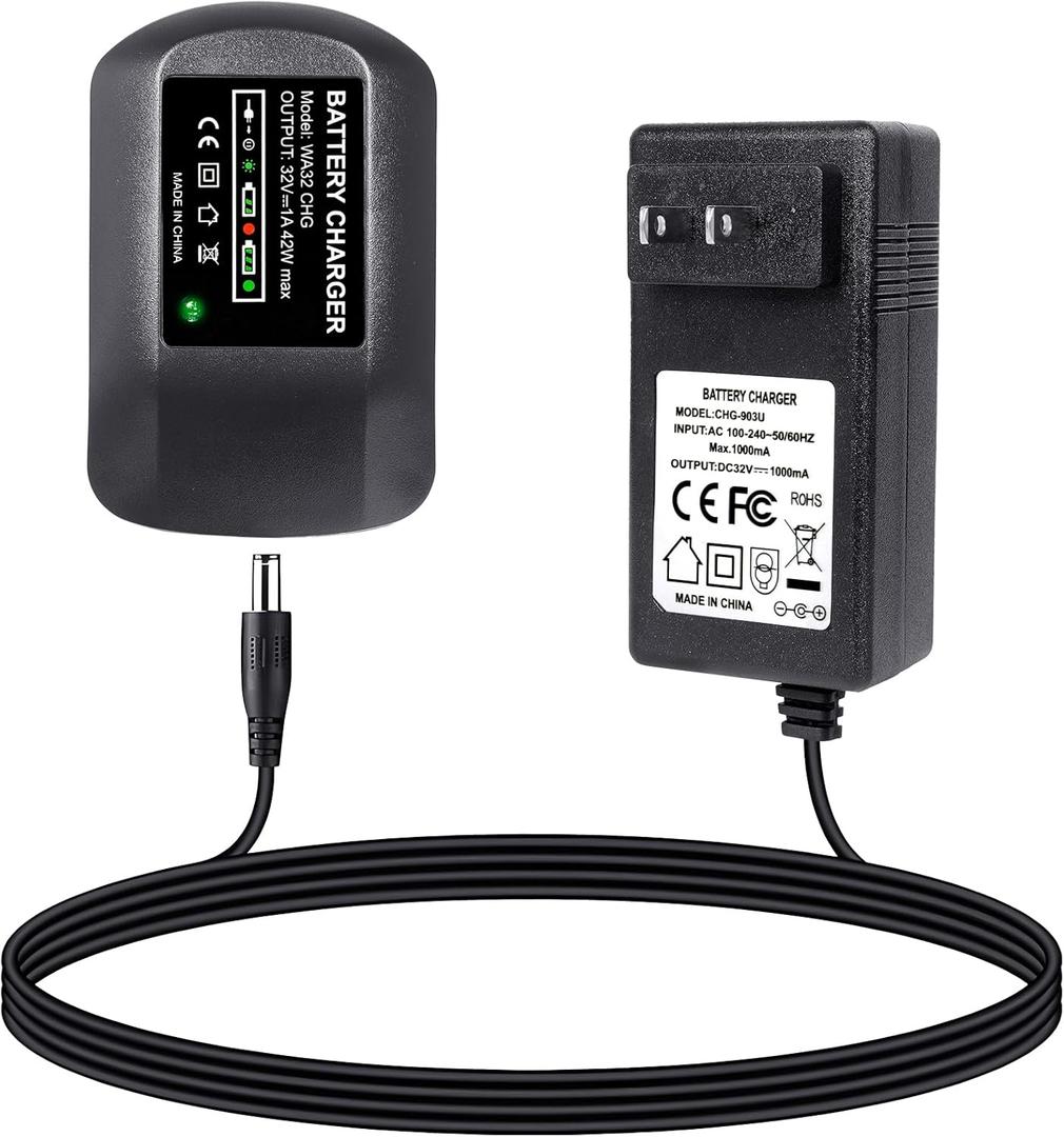 32-Volt Replacement Battery Charger for Worx WA3740 WA3537 32V Lithium Ion Batteries, Compatible with All Worx 32V Cordless Tools