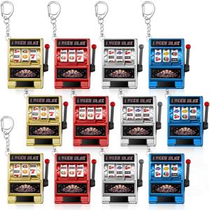 Panelee Slot Machine Keychain Bulk Las Vegas Keychains Mini Casino Kawaii Decoration for Las Vegas Carnival Party Gifts (Red, Gold, Blue, Silver)